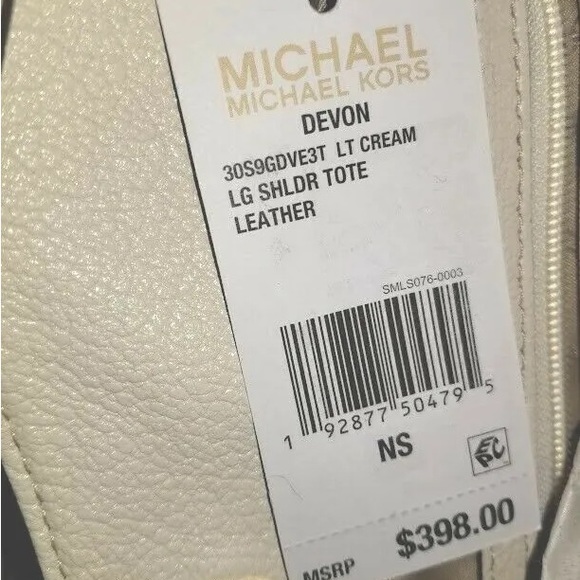 MICHAEL KORS DEVON CREAM IVORY LEATHER GOLD CHAIN LARGE SHOULDER TOTE BAG - Picture 8 of 8